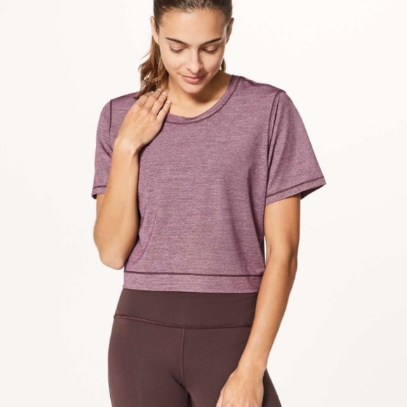 lululemon athletica Tops - Lululemon Run The Day Short Sleeve Heathered Adobe